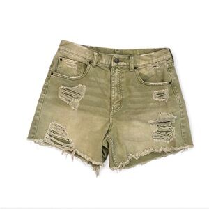 BDG Green Distressed Denim Shorts